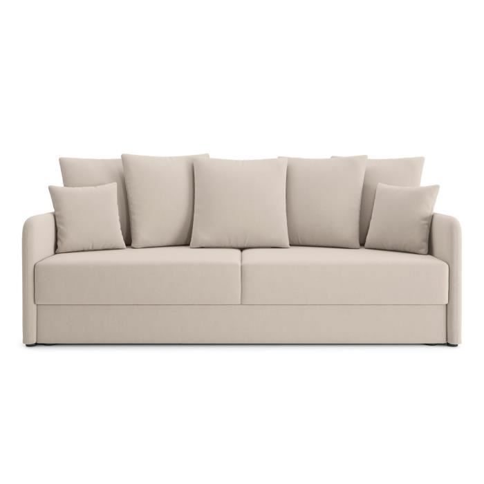 Produit similaire: Canapé droit convertible LUKA en velours grège 3 places - Coffre de rangement - BAÏTA