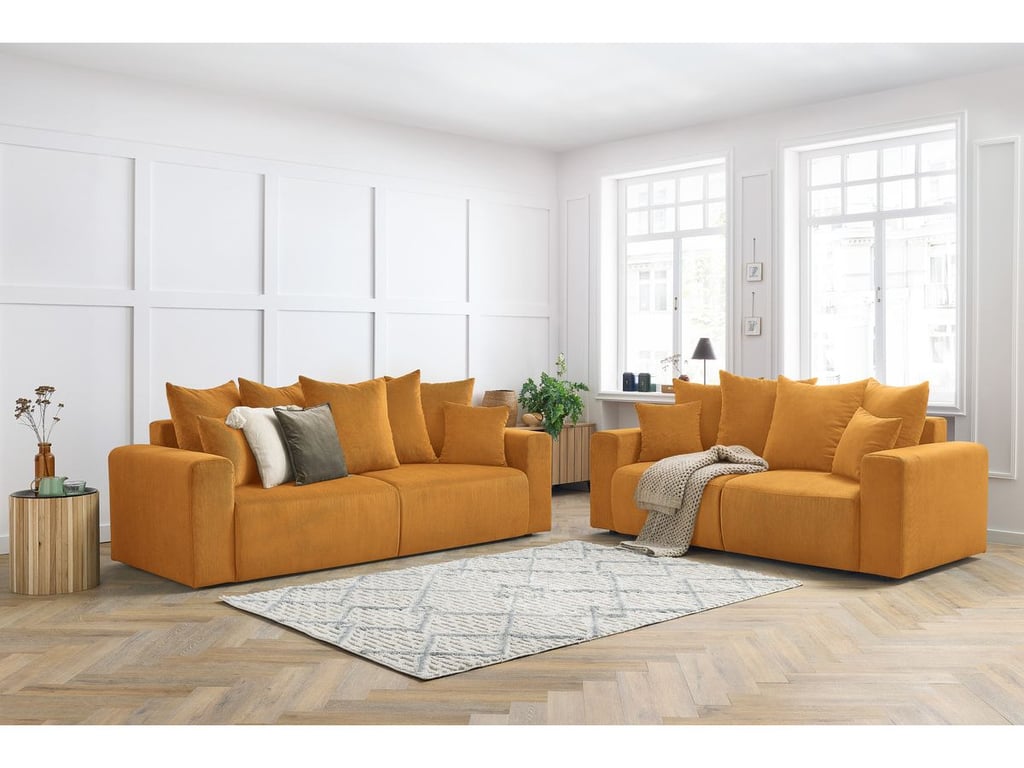 Produit similaire: Ensemble canapé droit fixe 3 + 2 places ENVY velours côtelé jaune BOBOCHIC