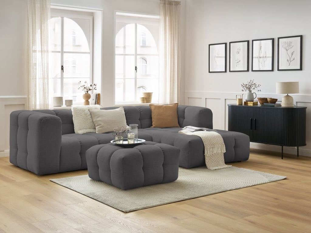Produit similaire: Canapé d'angle fixe CLOUD avec pouf gris foncé angle droit BOBOCHIC 3 places