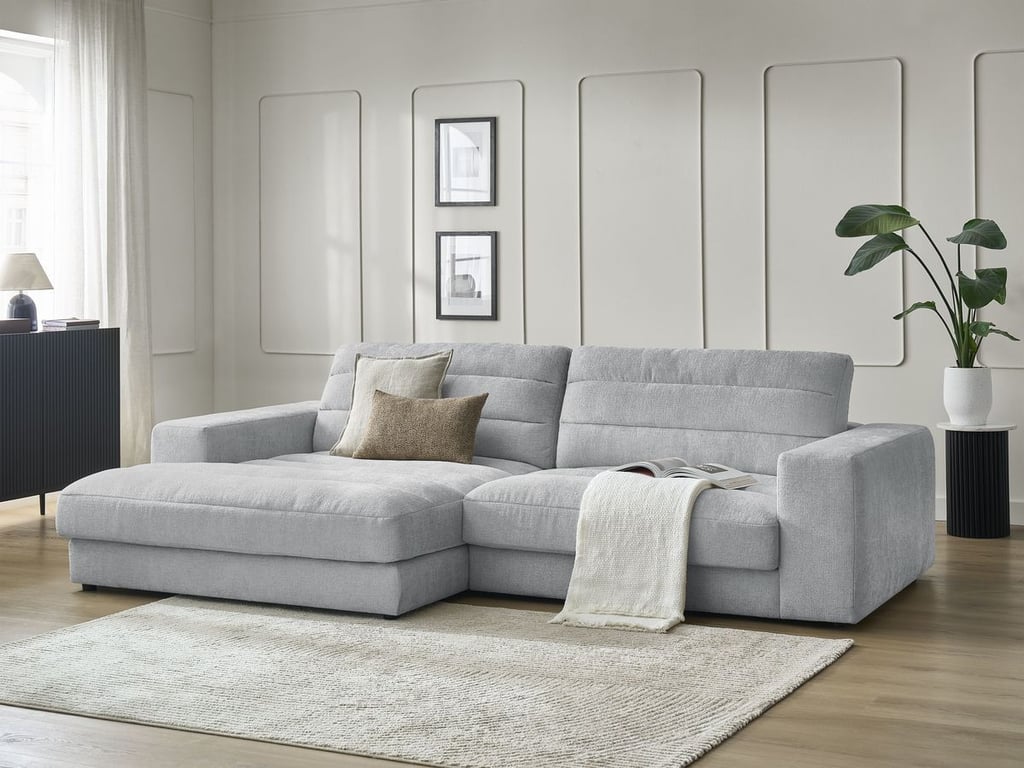 Produit similaire: Canapé d'angle fixe SIERRA tissu texturé gris clair angle gauche BOBOCHIC 3 places