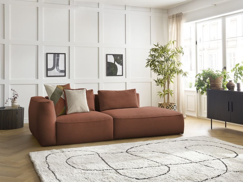 Produit similaire: Canapé droit fixe 3 places LEOPOLD velours côtelé orange accoudoir gauche BOBOCHIC