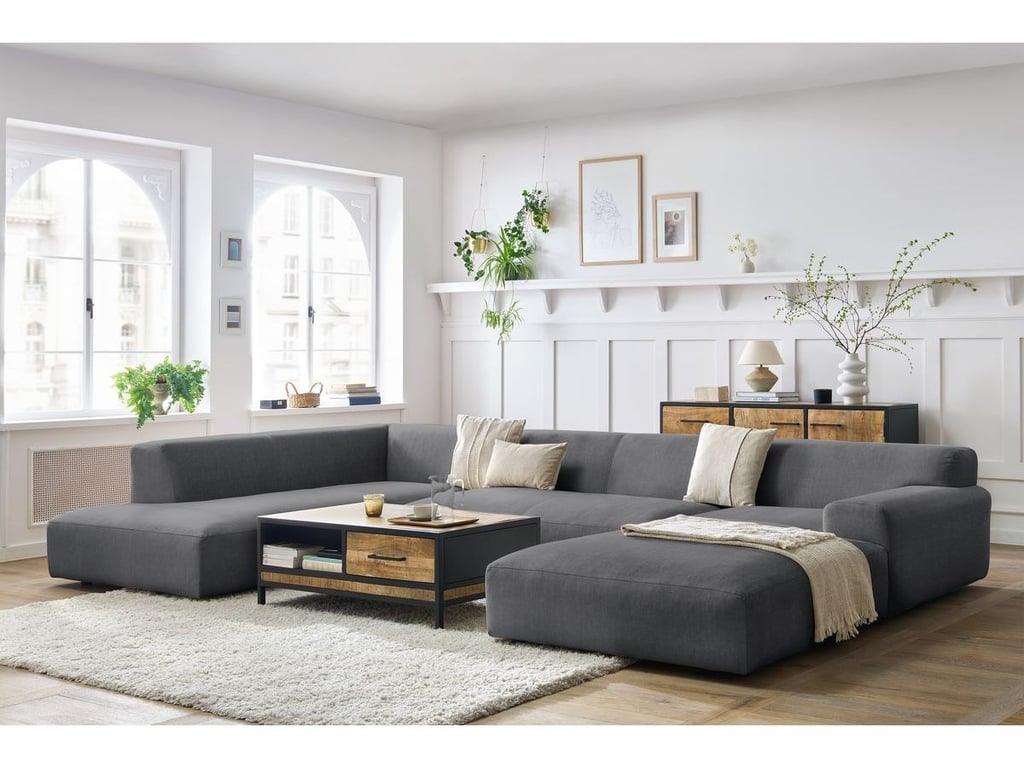 Produit similaire: Canapé panoramique fixe LAVENA tissu velours gris foncé angle droit BOBOCHIC 6 places