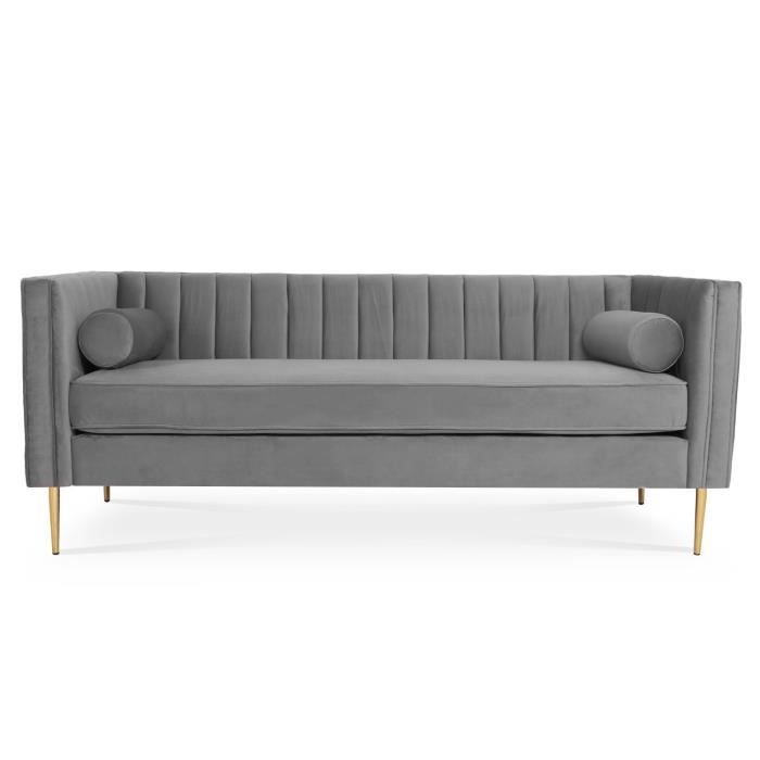 Produit similaire: Canapé 3 places James Velours Gris pieds doré