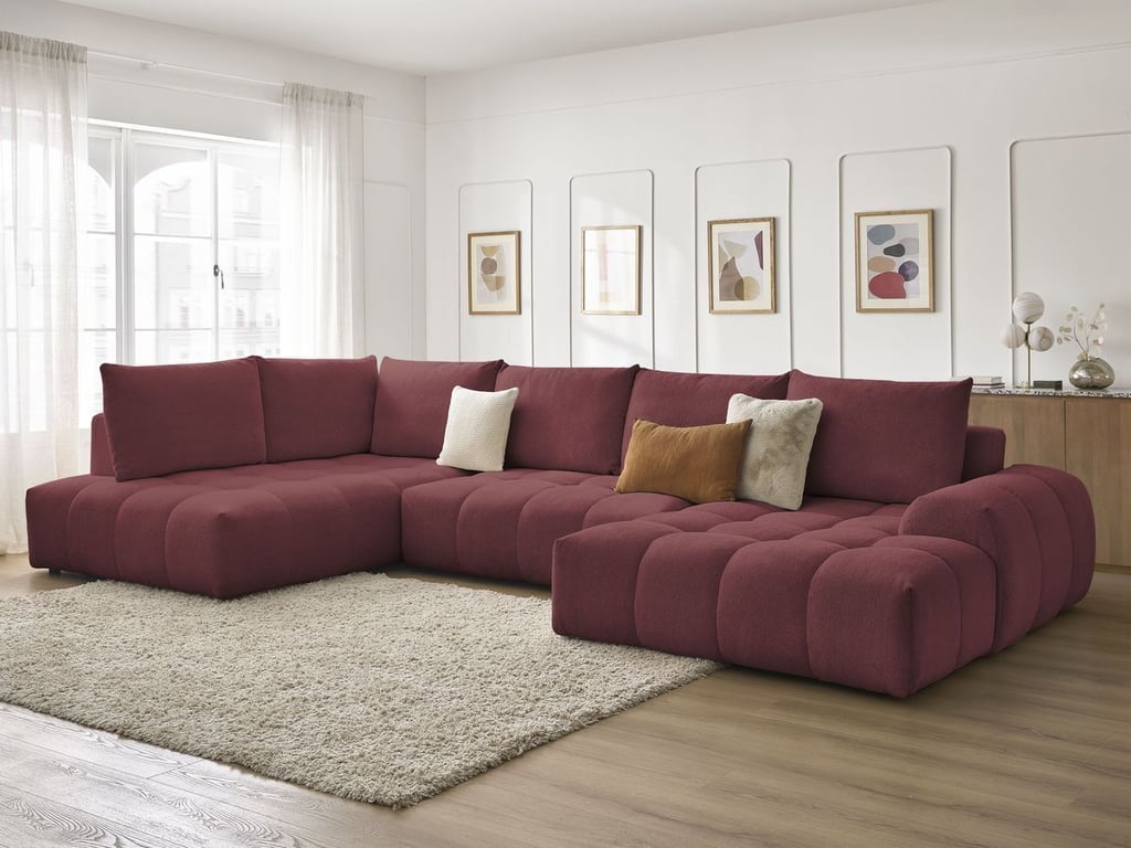 Produit similaire: Canapé panoramique convertible coffre EVEREST tissu chiné rouge angle droit BOBOCHIC 6 places