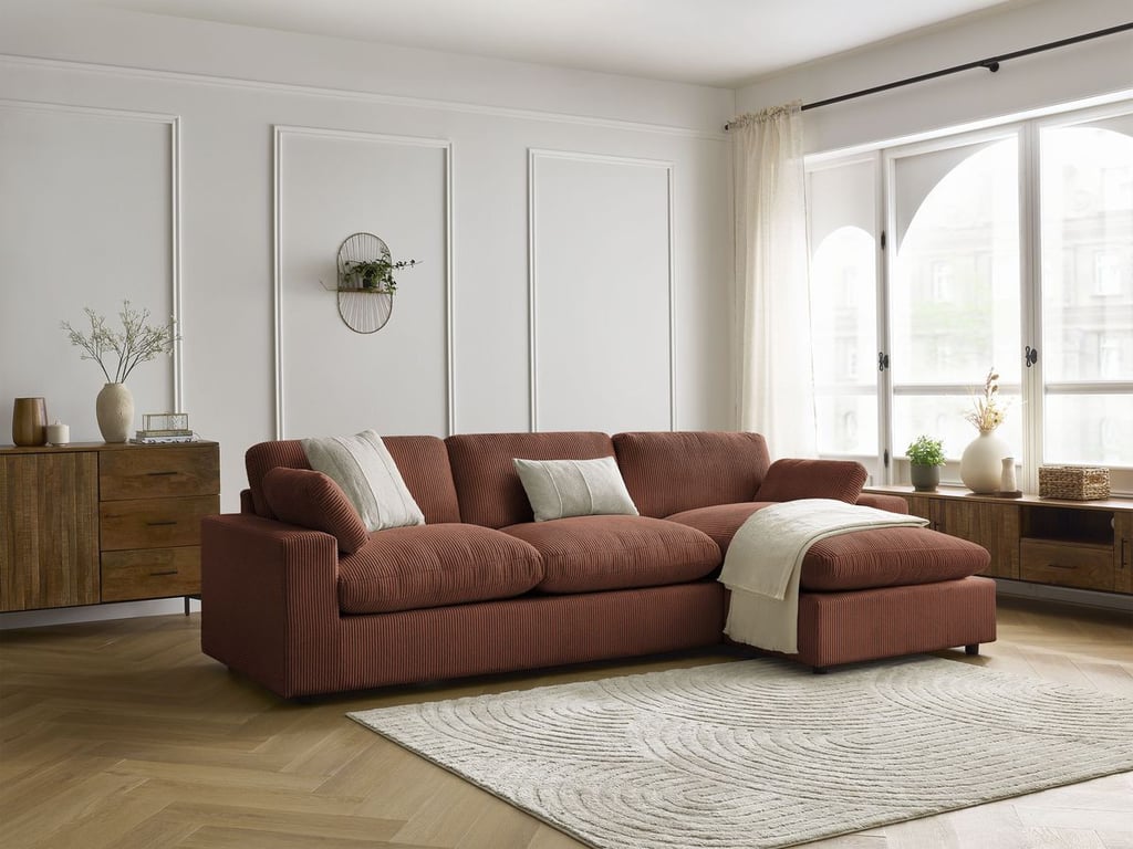 Produit similaire: Canapé d'angle réversible BELAIR velours côtelé orange BOBOCHIC 4 places