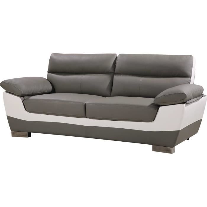 Produit similaire: Canapé fixe en cuir reconstitué et PVC 'Dallas' - 210 x 88 x 90 cm - 3 places - Gris/Blanc - HABITAT ET JARDIN