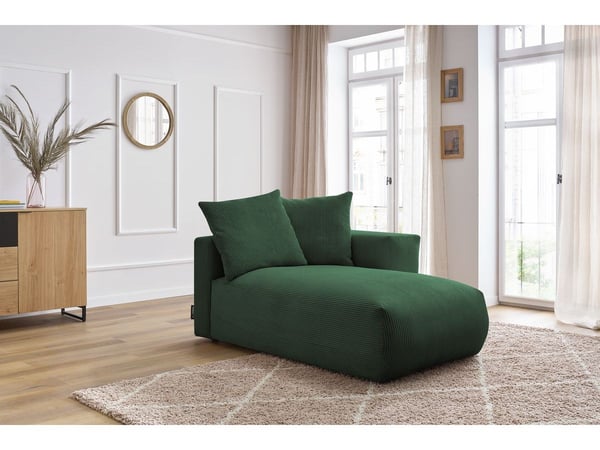 Voltaire méridienne avec accoudoir pour canapé modulable 1 place velours côtelé vert angle droit