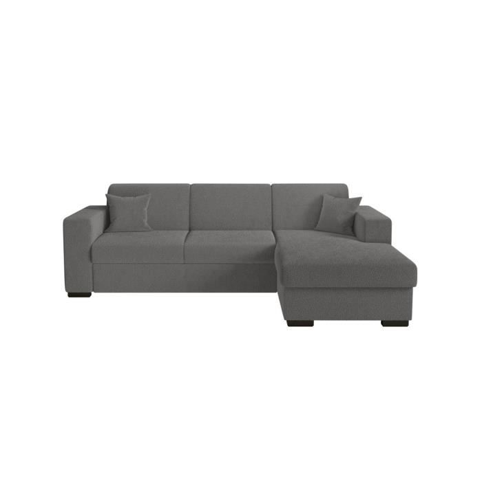 Produit similaire: Canapé d'angle droit 4 places FUJI XL convertible avec coffre en tissu bouclette - Gris - L262 x P157 x H83cm - LOUNGITUDE