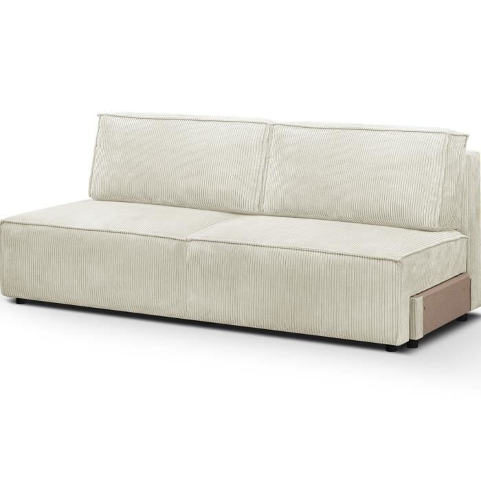 Produit similaire: Module canapé convertible 2 places avec coffre de rangement en velours côtelé beige - Harper Mod