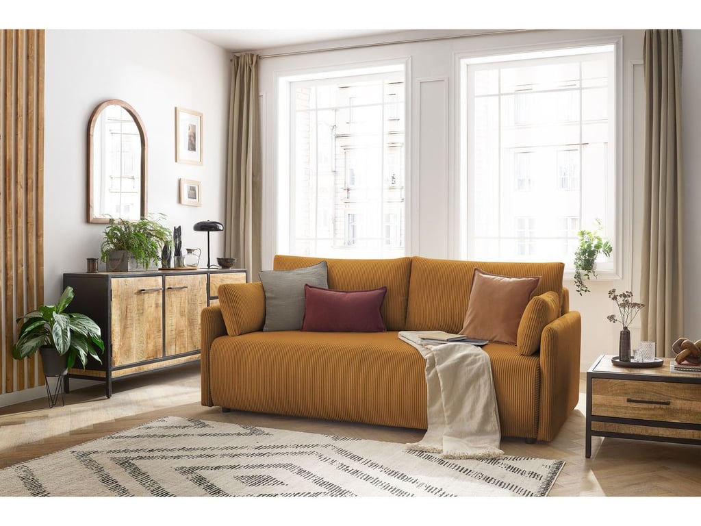 Produit similaire: Canapé droit convertible coffre MARCEL velours côtelé jaune BOBOCHIC 3 places