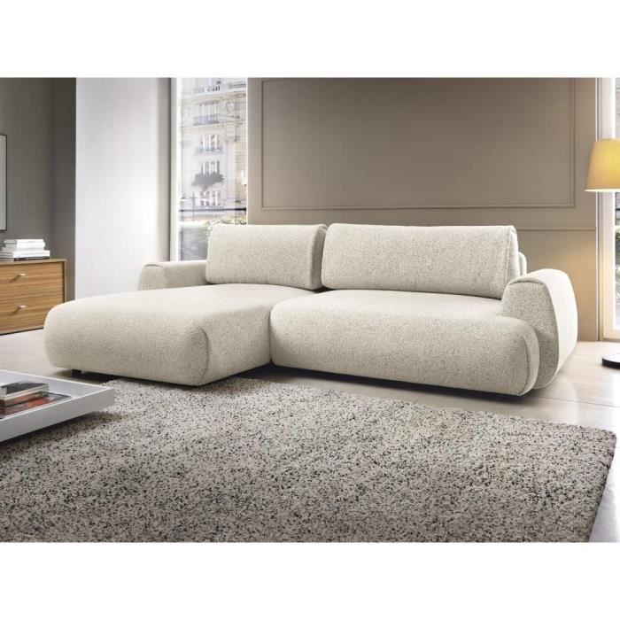 Produit similaire: Canapé d'angle gauche convertible en tissu texturé beige MONELIA