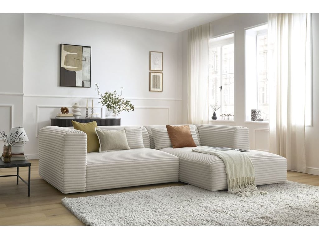 Produit similaire: Canapé d'angle fixe HARRY gros côtelé doux beige angle droit BOBOCHIC 3 places