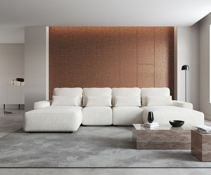 Produit similaire: Canapé d'angle en U - CARNOS - avec fonction de couchage - velours hydrophobe crème