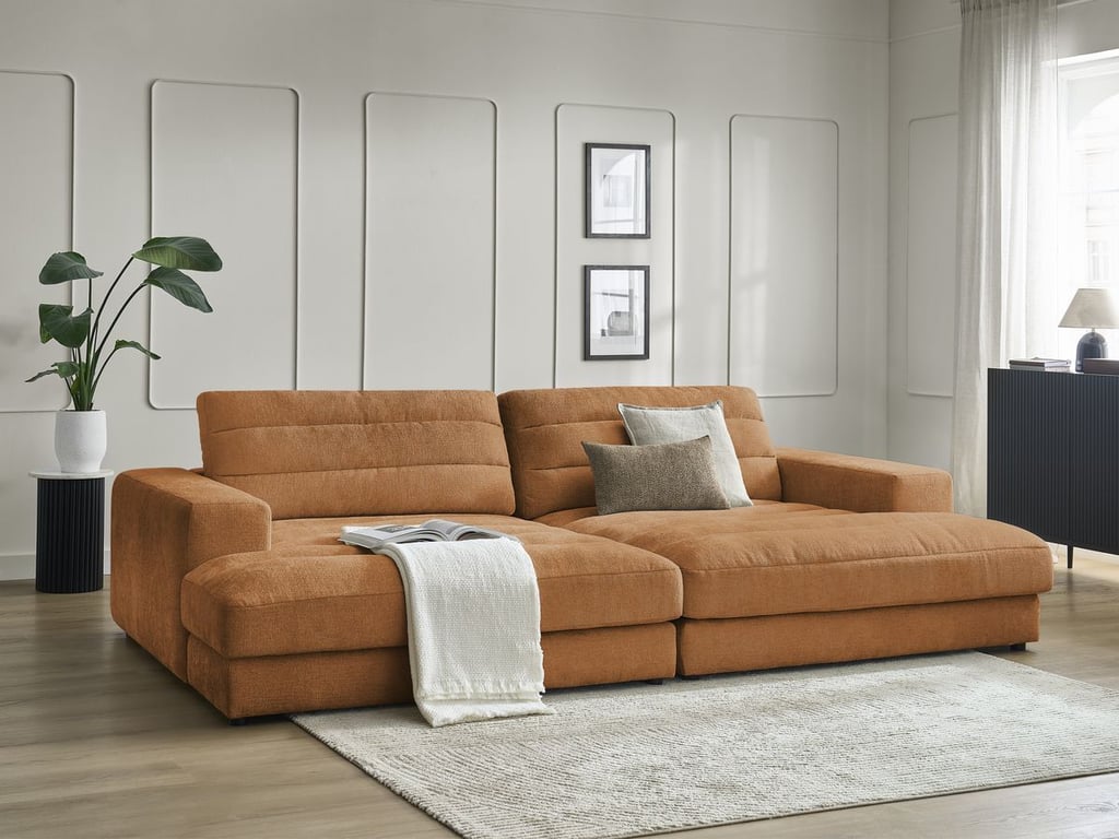 Produit similaire: Canapé droit fixe 4 places SIERRA assise profonde tissu texturé orange BOBOCHIC