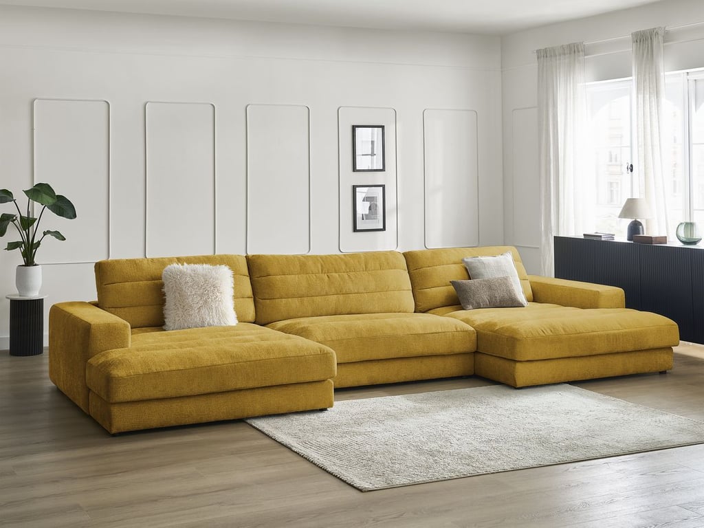 Produit similaire: Canapé panoramique fixe SIERRA tissu texturé jaune BOBOCHIC 4 places