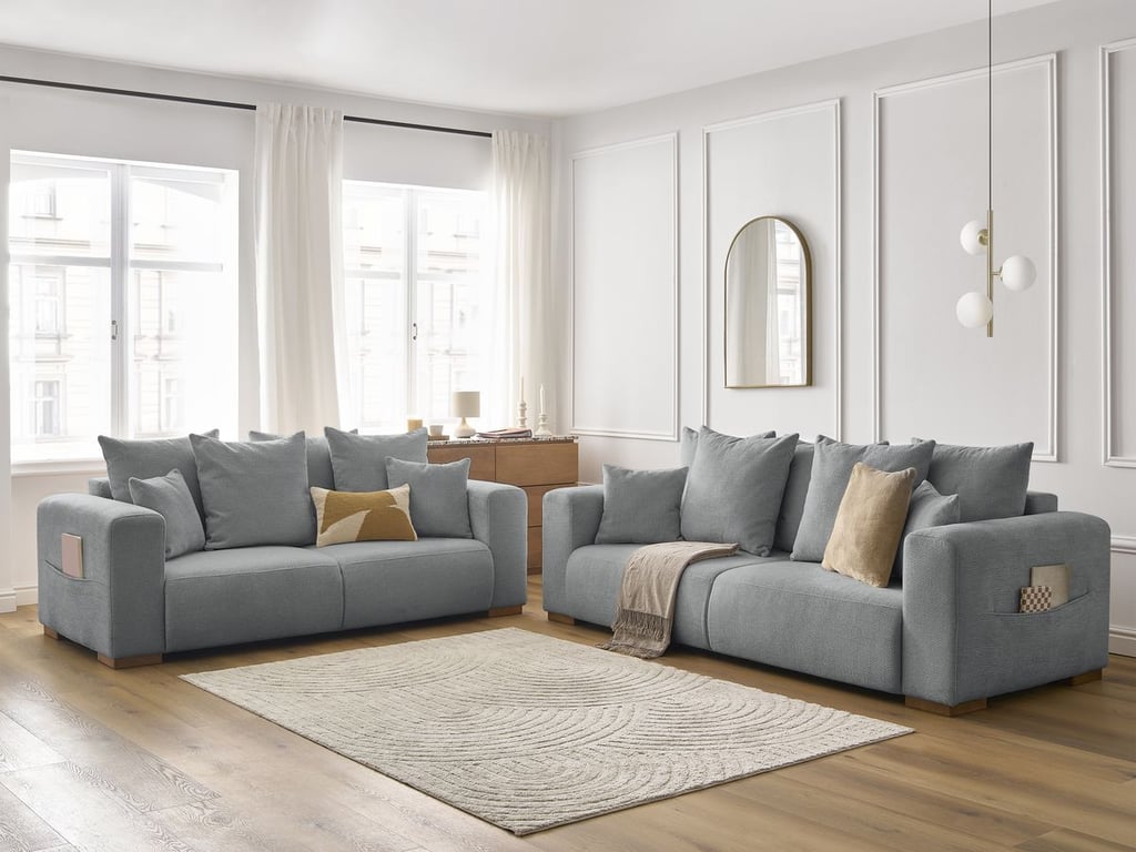 Produit similaire: Sidonie ensemble canapé droit fixe 3 + 2 places tissu chiné gris foncé