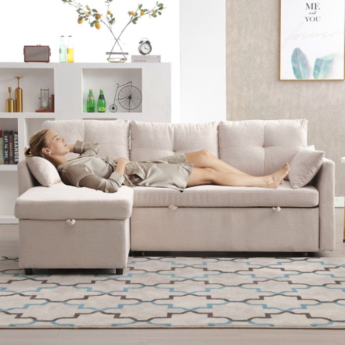 Produit similaire: Canapé modulable modulable, canapé modulable en L avec méridienne réversible avec rangement, beige