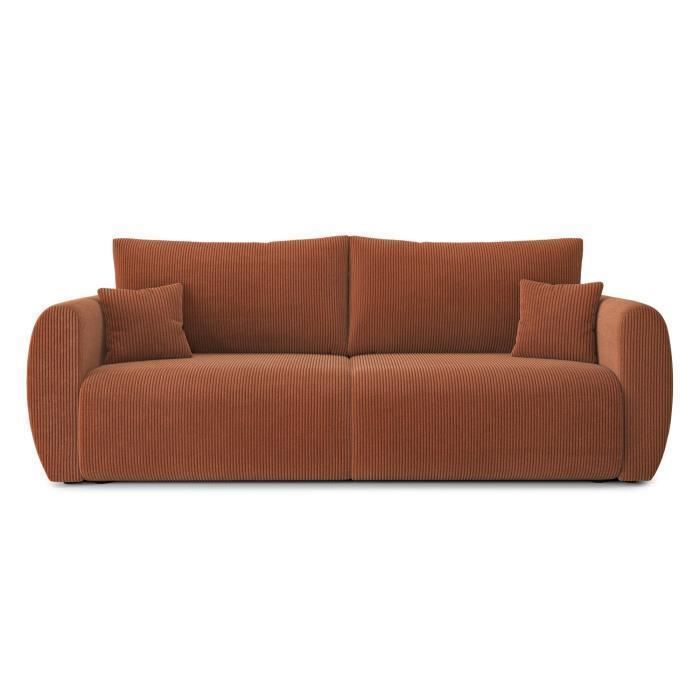 Produit similaire: Canapé droit convertible REFA en velours côtelé terracotta 3 places - Coffre de rangement - BAÏTA
