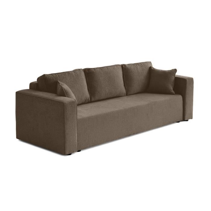 Produit similaire: Topaze - canapé 3 places - convertible avec coffre - en tissu velours relief - Taupe