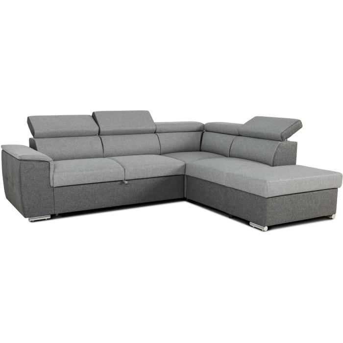 Produit similaire: Canapé d'angle convertible réversible avec coffre - 5 places - DAYTONA - Tissu gris et anthracite - 260 x 77 / 94 x 216 cm