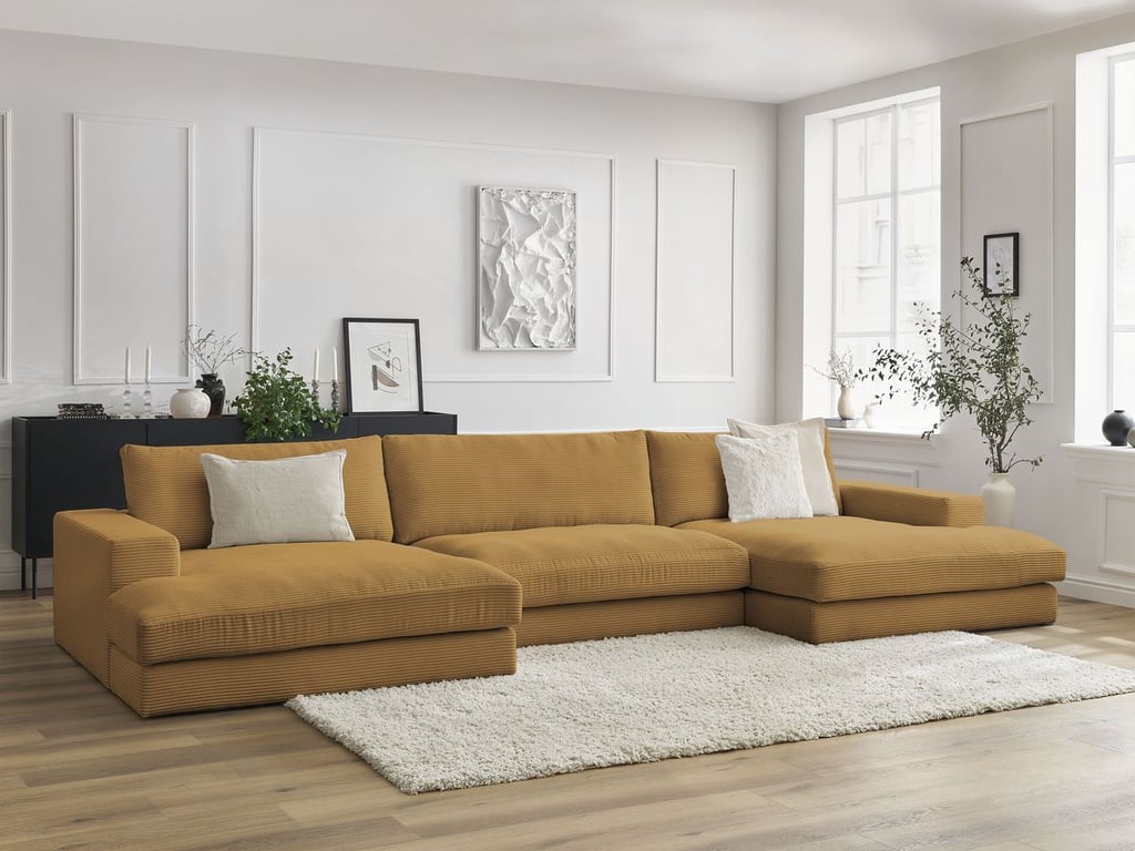 Produit similaire: Canapé panoramique fixe compact LEONARD velours côtelé jaune BOBOCHIC 4 places