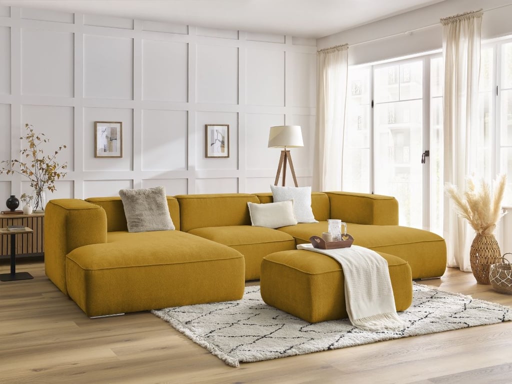 Produit similaire: Canapé panoramique fixe ZEPHYR avec pouf jaune BOBOCHIC 5 places