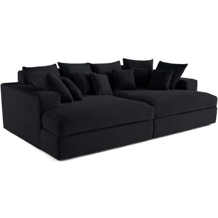 Produit similaire: Collins - canapé 3 places avec double méridienne - velours côtelé grosses côtes - Noir