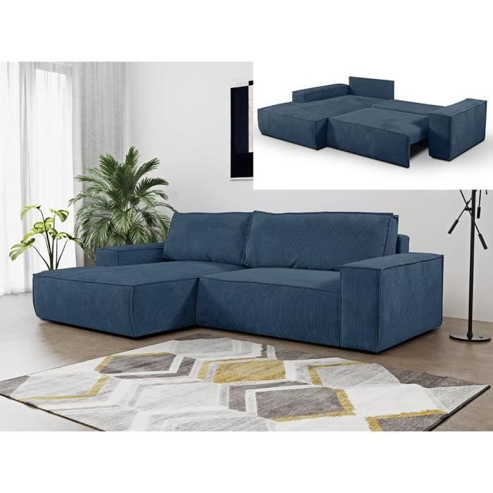 Produit similaire: Canapé d'angle convertible en velours côtelé bleu marine AMELIA de PASCAL MORABITO - Angle gauche