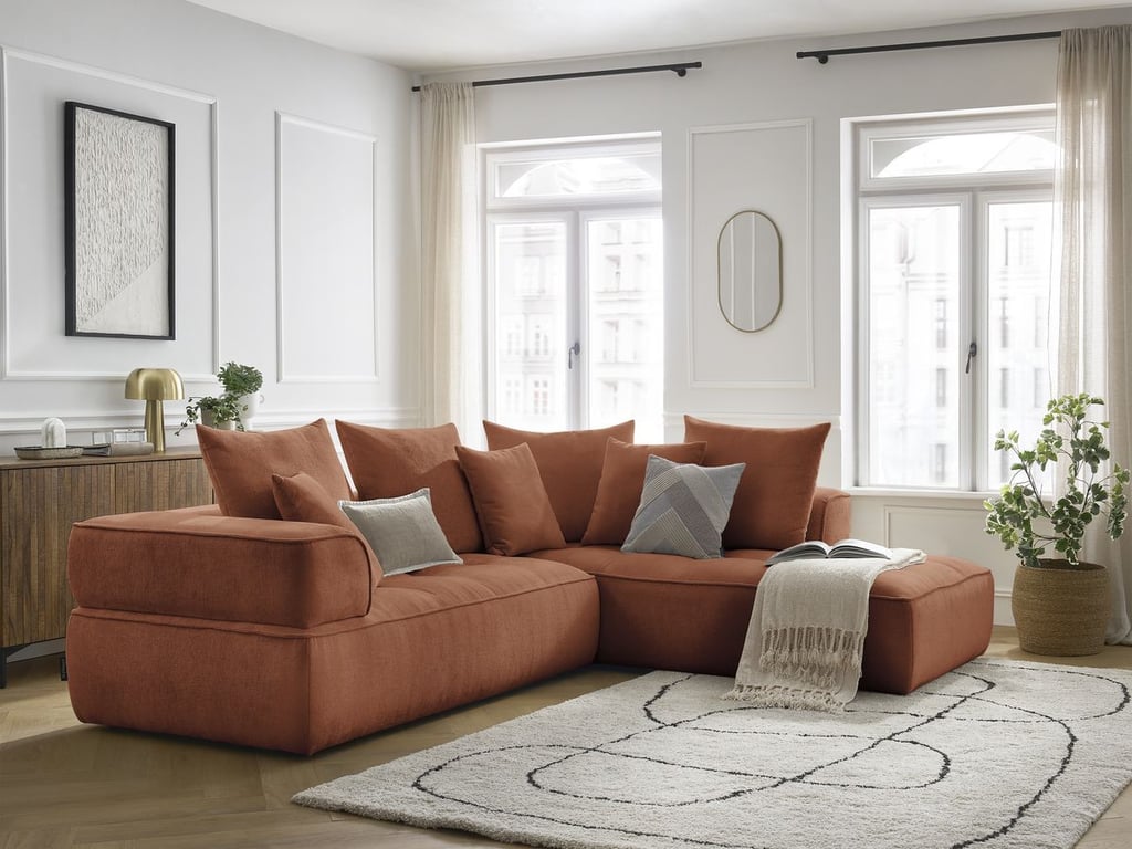 Produit similaire: Canapé d'angle L fixe WHESLEY orange angle droit BOBOCHIC 4 places