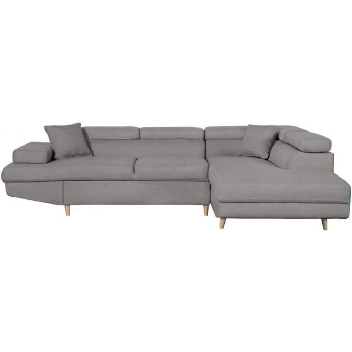 Produit similaire: Canapé d'angle droit convertible RIO Scandinave avec coffre en tissu - Gris clair, Pieds bois - L271 x P192 x H70cm - LOUNGITUDE
