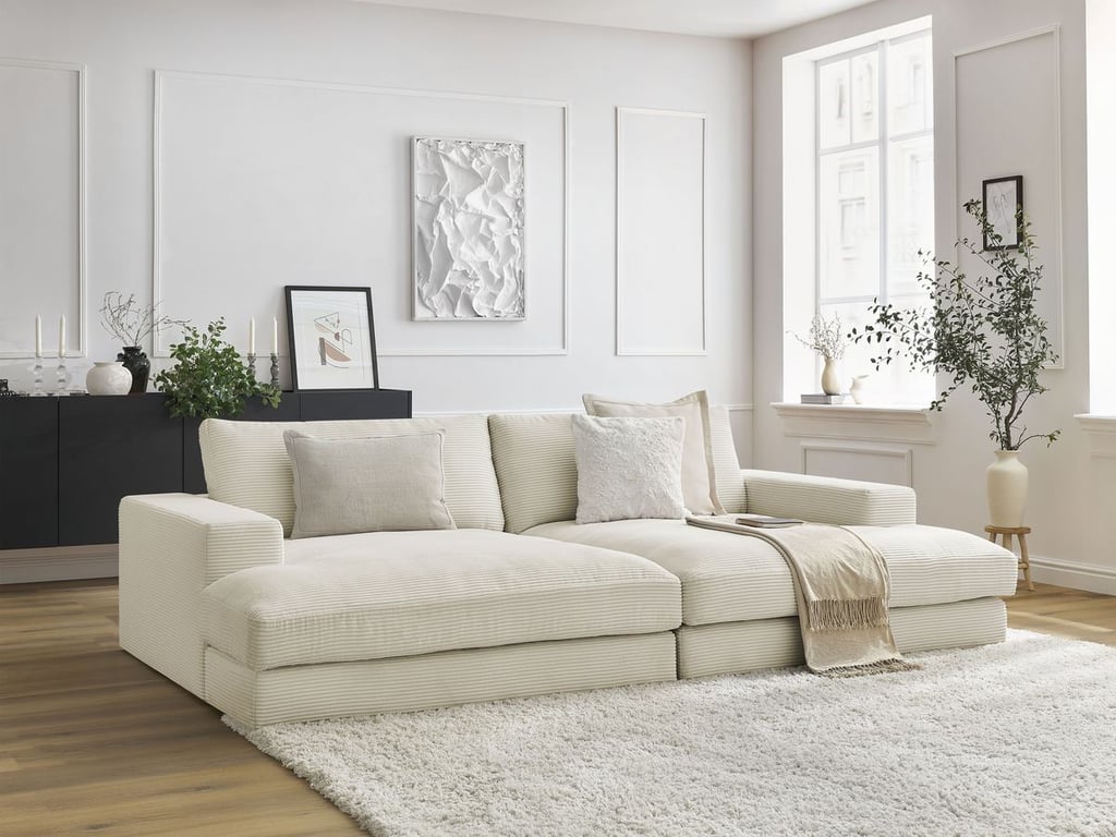 Produit similaire: Canapé droit fixe 4 places LEONARD assise profonde velours côtelé beige BOBOCHIC