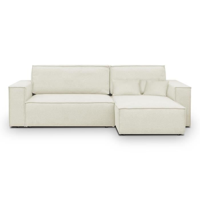 Produit similaire: Canapé d'angle convertible réversible 4 places avec coffre de rangement en tissu ivoire - Livia New