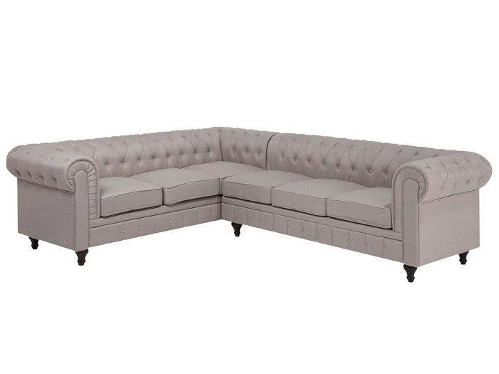 Produit similaire: Canapé angle à droite 6 places en tissu beige CHESTERFIELD