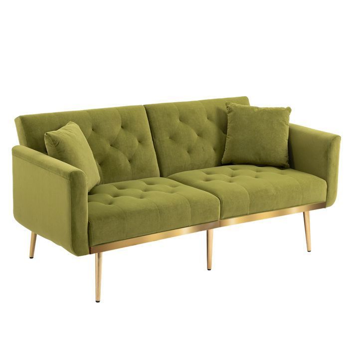 Produit similaire: Canapé-lit 3 Places en Velours avec 2 coussins - 162x78x80 cm - Vert