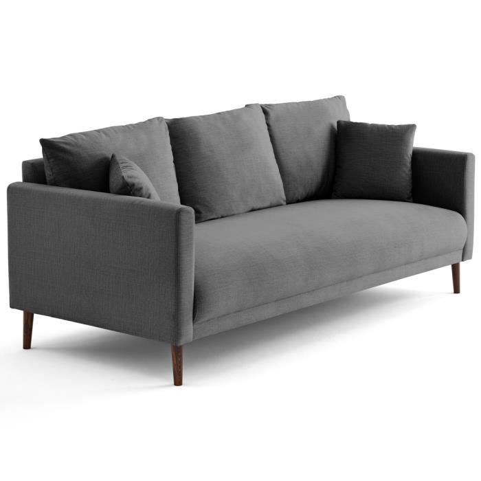 Produit similaire: Ostrava - canapé droit 3 places en velours pieds en bois - Gris