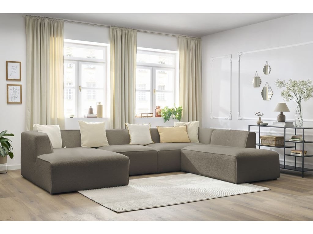 Produit similaire: Canapé panoramique fixe MEGEVE tissu bouclette marron angle gauche BOBOCHIC 5 places