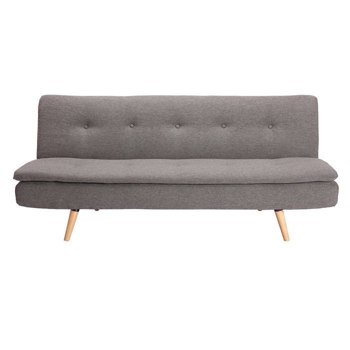Canapé convertible scandinave 3 places en tissu gris foncé et bois clair SENSO - Vue supplémentaire 1