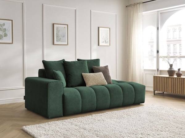Mont-Blanc canapé droit fixe 4 places velours vert