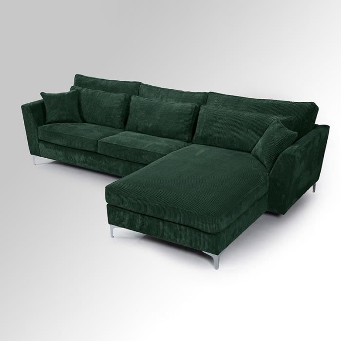 Produit similaire: Canapé angle droit velours côtelé vert Isla - Vert cèdre