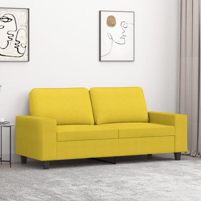 Canapé à 2 places Jaune clair 140 cm Tissu 359396