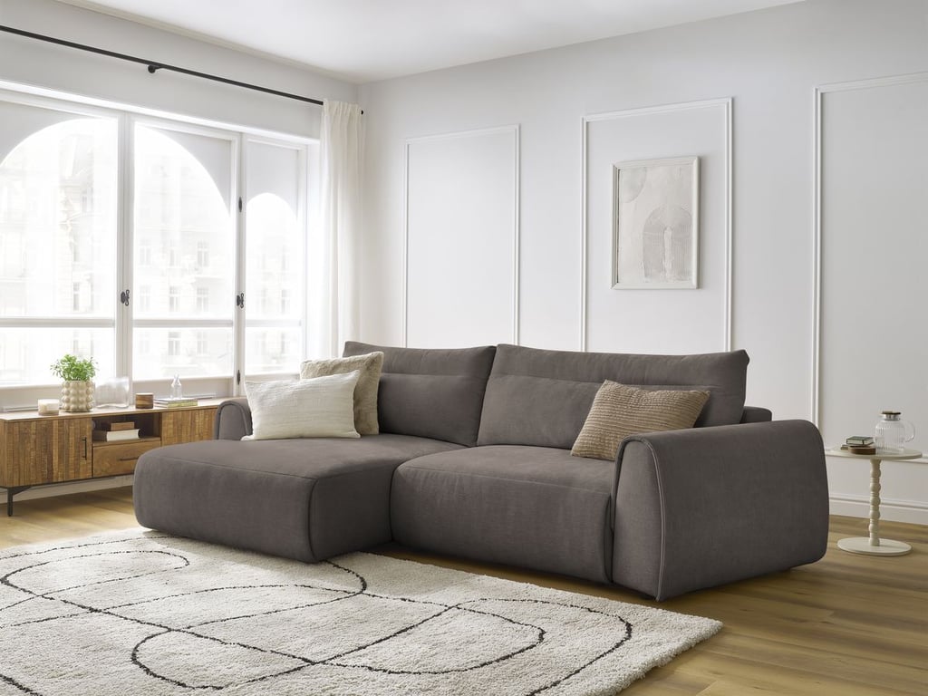 Produit similaire: Canapé d'angle incurvé fixe ADEN taupe angle gauche BOBOCHIC 3 places