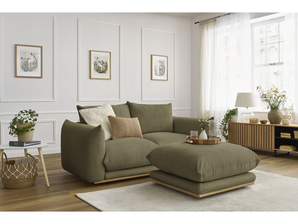 Produit similaire: Canapé droit fixe 2 places ERNEST avec pouf vert BOBOCHIC