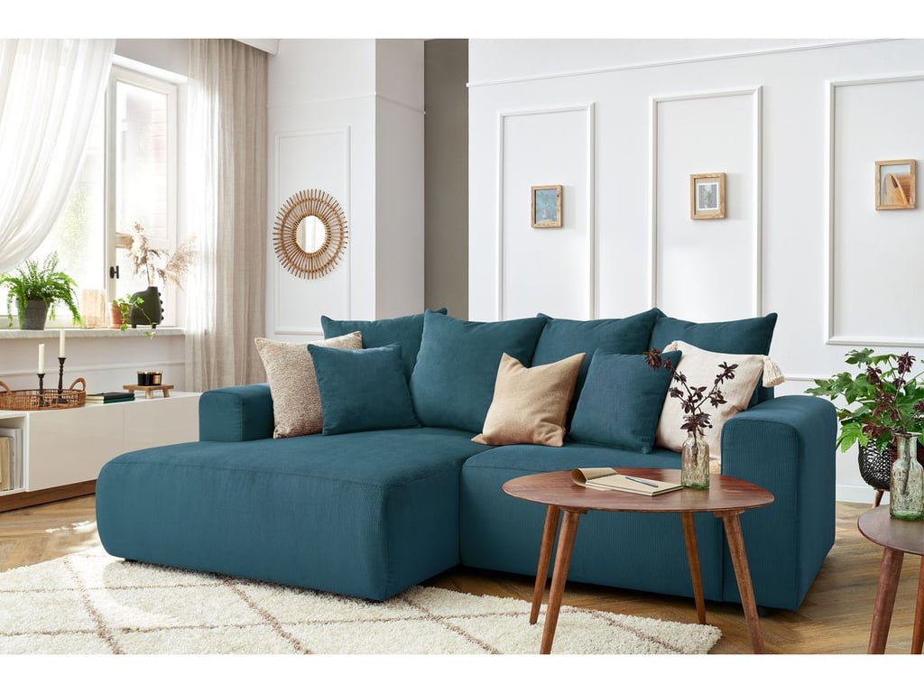 Produit similaire: Canapé d'angle fixe ENJOY Velours côtelé bleu foncé angle gauche BOBOCHIC 3 places