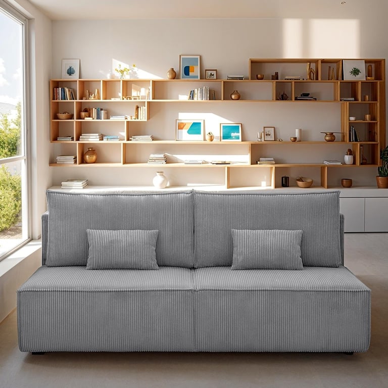 Produit similaire: Milla - Canapé convertible 3 places avec coffre en velours côtelé gris clair