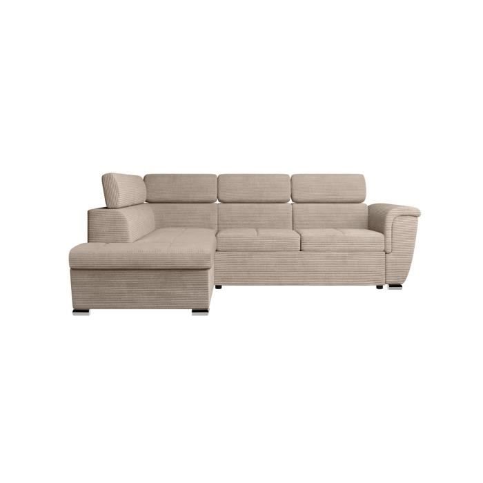 Produit similaire: Canapé d'angle gauche 4 places PAOLA convertible avec coffre en velours côtelé - Taupe - L252 x P188 x H76cm - LOUNGITUDE
