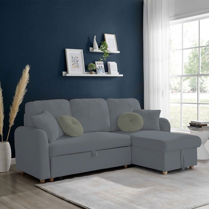 Produit similaire: Canapé d'angle à droite convertible tissu bouclette anthracite - SIVECO