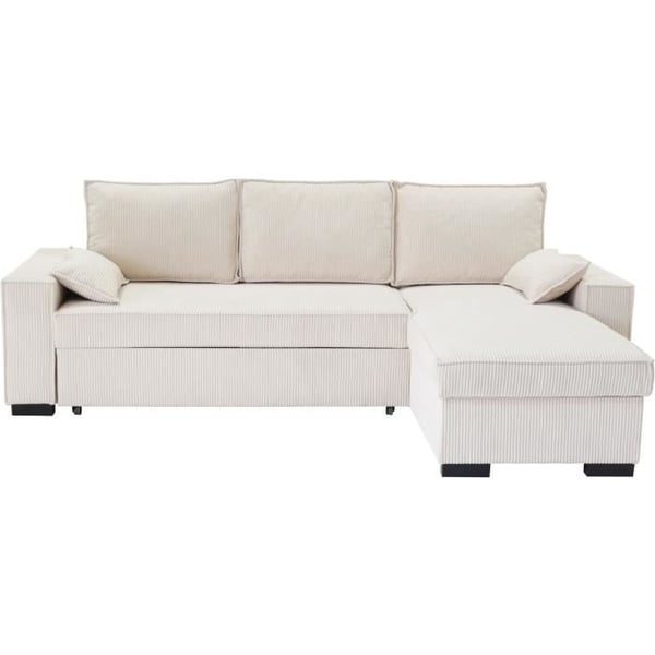 Méridienne Marlon angle 3 places velours côtelé beige