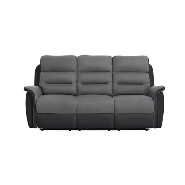 Canapé de Relaxation 3 places en Microfibre et Simili LÉON - Gris et Noir - L191 x 94 x 100cm - LOUNGITUDE