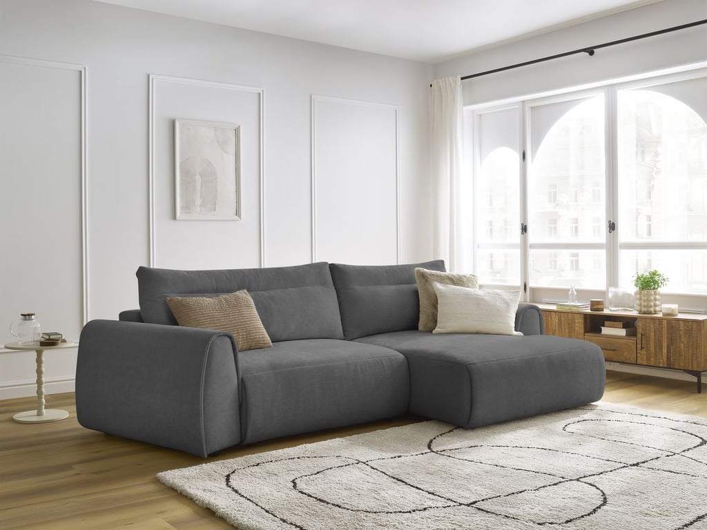 Produit similaire: Canapé d'angle incurvé fixe ADEN gris foncé angle droit BOBOCHIC 3 places