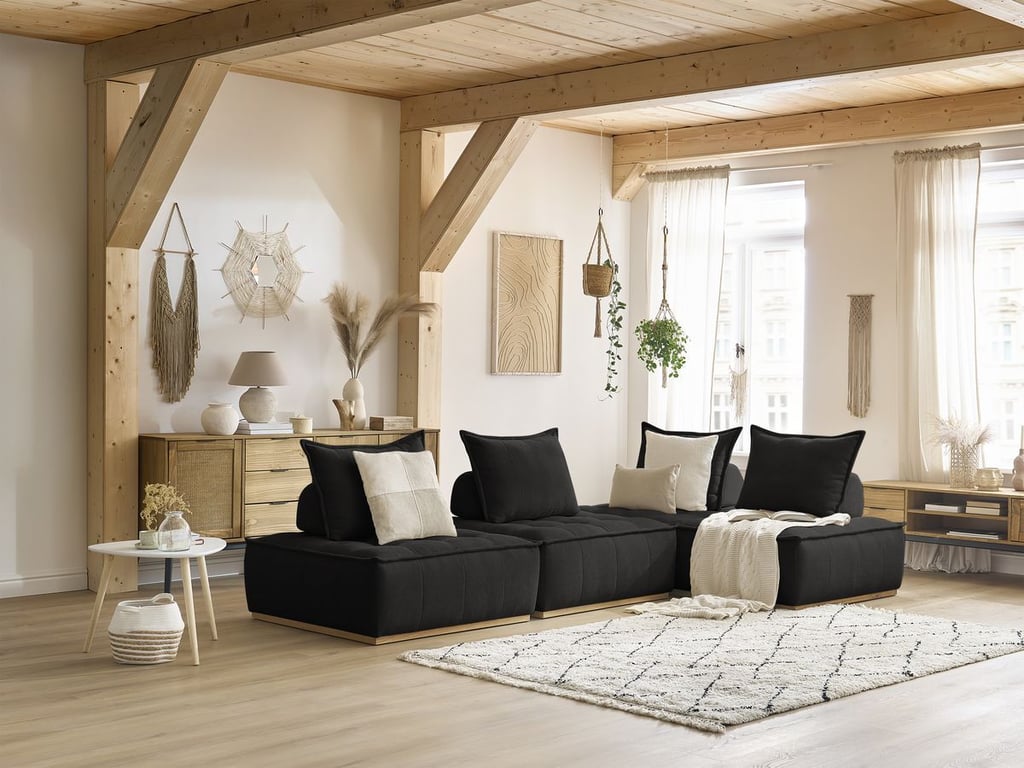 Produit similaire: Elisa canapé d'angle modulable réversible 1 place velours côtelé noir